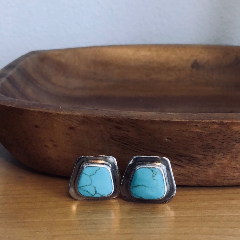 Vintage Mexican silver and turquoise earrings